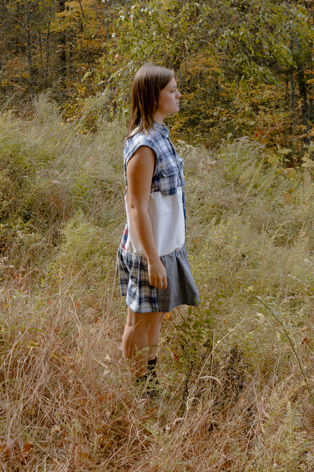 Penny Dress- Patchwork Flannel Short Dress