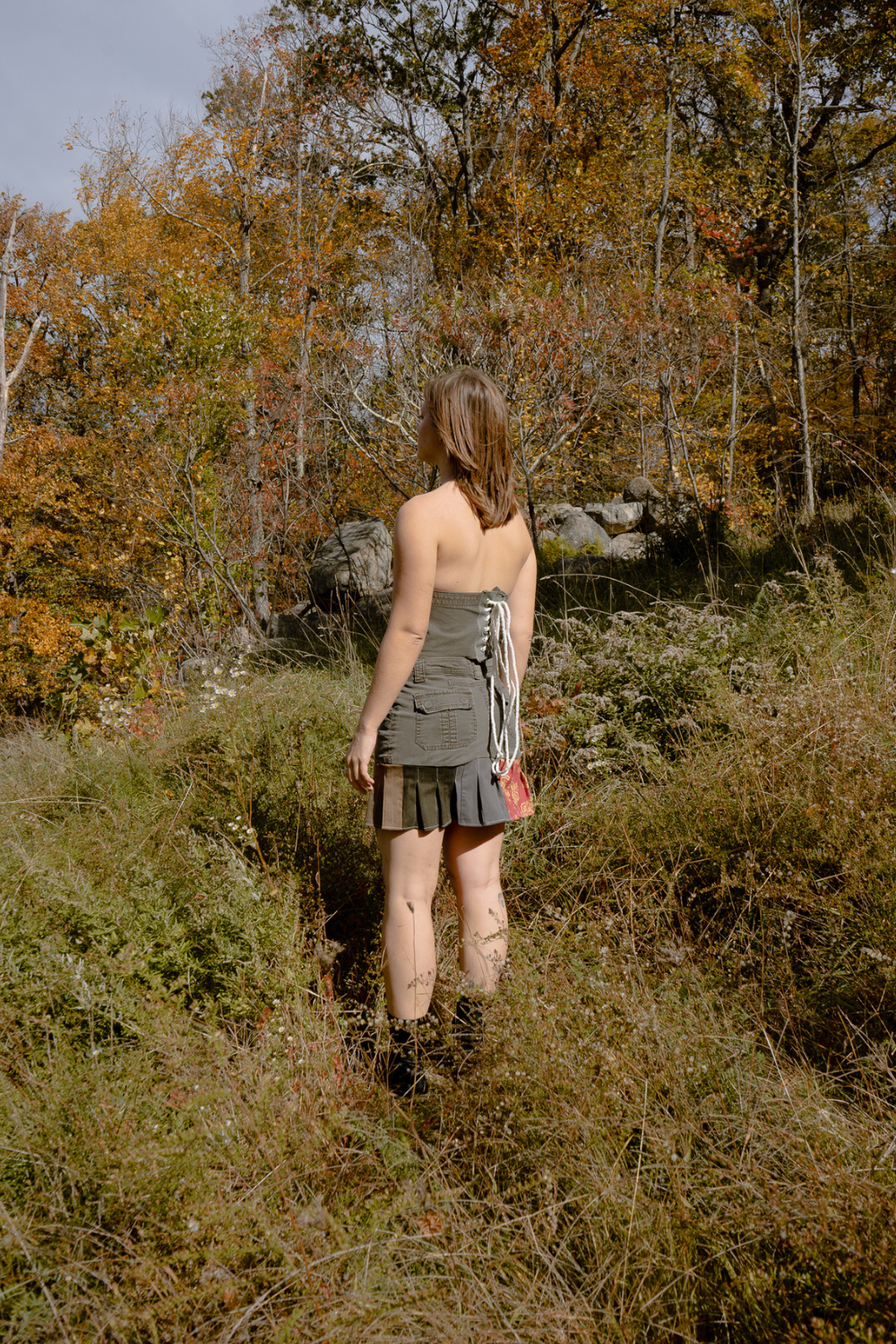 Jane Skirt- Patchwork Cargo Inspired Pleated Mini Skirt